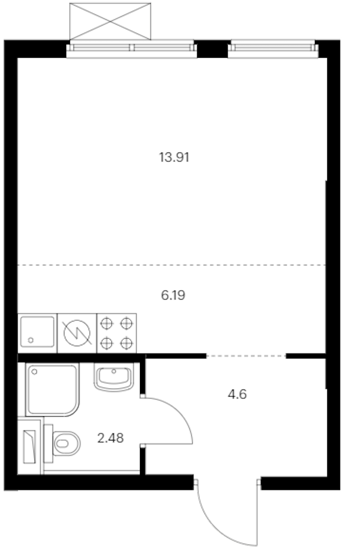 Квартира студия 27.18 м², 12/12 эт., ЖК «Таллинский парк»